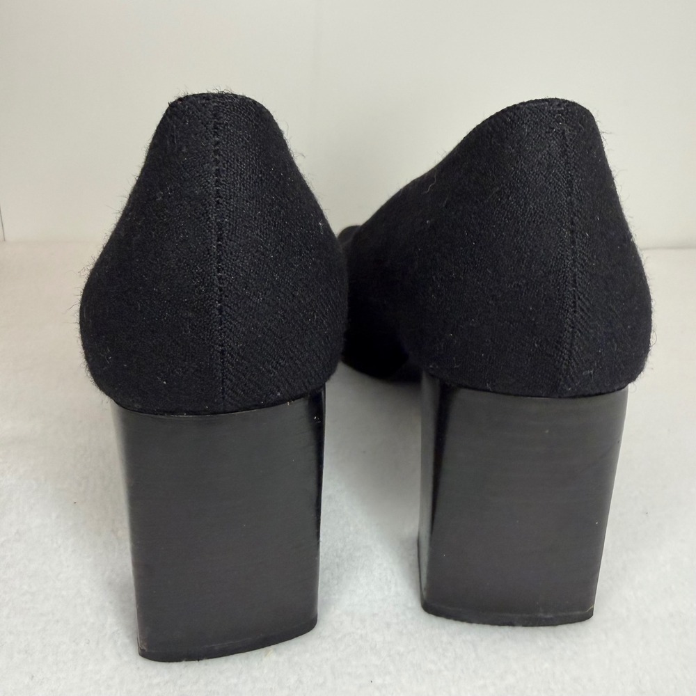 Vintage Ann Taylor Black Fabric Square Toe Block Heel Pumps Size 7 Made in Italy - Picture 6 of 12